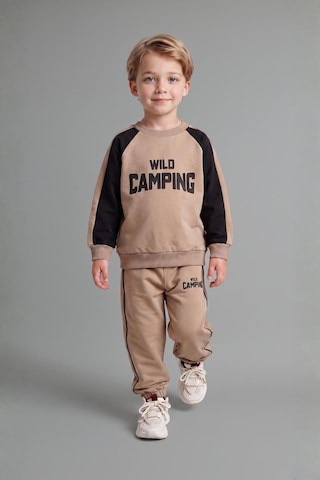 Defacto %100 Pamuk Baskılı Sweatshirt Üst Elastik Bel Alt 2li Takım Erkek Bebek I0274a526aubn615 Kahve-bn615