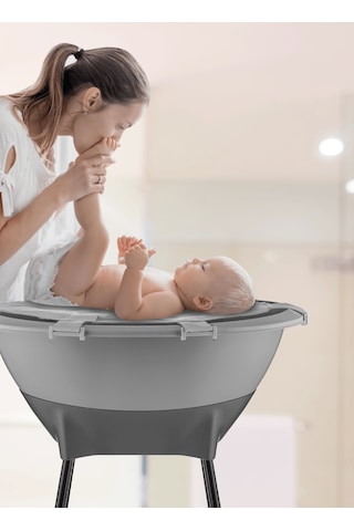 Babyjem Elegant Ayaklı Küvet 38 Lt Su Tahliyeli Gri Renk Çok Renkli