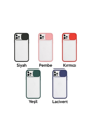 More Tr Ally İphone 12 6 1 Kamera Lens Korumalı Sürgülü Tpu Şeffaf Kılıf Siyah