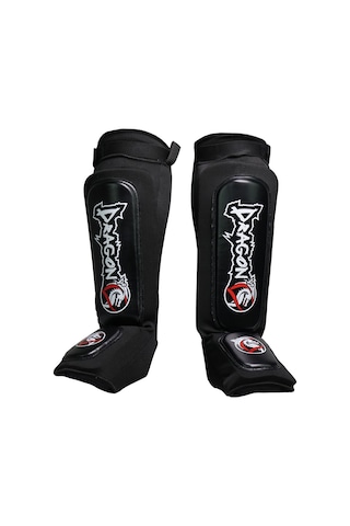 Dragondo 40606-ıı Neo Elastik Deri Kaval Ayak Koruyucu Kick Boks Kaval Koruyucu Siyah