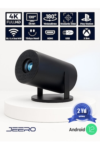 Jeero Hy300pro Multimedia Ultra Hd 1080 Pixel Android 12 Projeksiyon Cihazı Türkçe Menü