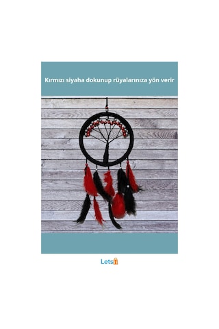 Siyah Kırmızı Hayat Ağacı Rüya Kovanı Dream Catcher 1 Adet