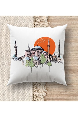 Bk Gift İstanbul Tasarımlı Beyaz Kırlent Yastık,Ev Hediyesi,Ev Dekorasyon