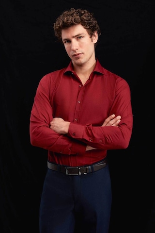 D'S Damat Ds Damat Slim Fit Bordo Italyan Yaka Dar Kesim Klasik Kravatlık Uzun Kollu Kolay Ütülenebilir Nefes 2HF02ORT5185 Bordo