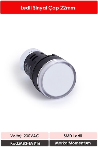 Momentum 22mm Led Sinyal Lambası 230VAC Beyaz  MB3-EV916