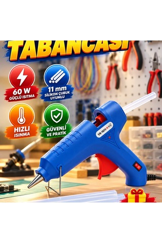 60 W Silikon Tabancası 11 Mm 5 Adet Silikon Çubuk Hediyeli Hobi Ve Tamir Yapıştırma Tabancası