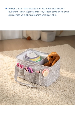 Babyjem - Katlamalı Anne&bebek Organizer Gri Çiçek