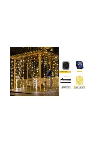 Solarlı 2x2 Metre Perde Led Solarlı Peri Tel Led Günışığı