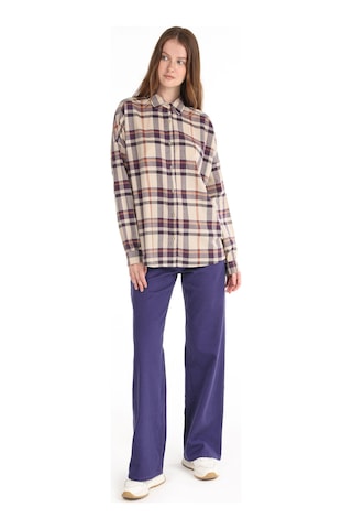 Colins Regular Fit Kareli Mor Kadın Uzun Kol Gömlek Cl1065058 Mor