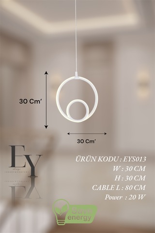 Ey Shop Beyaz Damla Göz Model 3 Renk Led Kumandalı Avize Beyaz