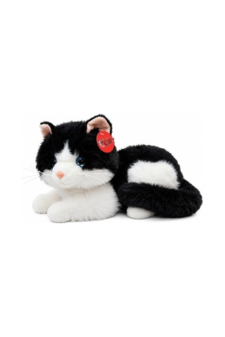 36 Cm Peluş Sesli Kedi Oyuncak, 4 Asorti Renk Seçenekli Yumuşak Kedi Peluşu, Ses Efektli Çocuk Oyuncağı, Sarılmalık Uyku Arkadaşı Ve Hediye Peluş Kedi Pjh14473 Siyah-beyaz