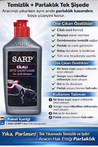 Sarp Cilalı Araba Şampuanı Konsantre Araç Yıkama Şampuanı