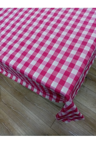 Hayat Home Pembe Kareli Zefir Kumaş Masa Örtüsü Sofra Örtüsü