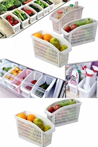 6 Adet Buzdolabı Düzenleyici, Dolap Içi Düzenleyici Organizer Gri