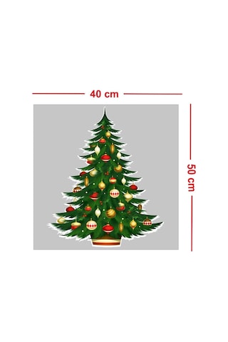 Mıgnatıs Yılbaşı Çam Ağacı Vitrin Sticker, Kendinden Yapışkanlı Folyo, Noel Temalı Kapı Ve Cam Süslemesi 40x Çok Renkli