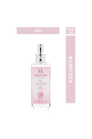Volkan Ates Natural & Beauty Gül Kolonyası Cam Şişe 100 Ml
