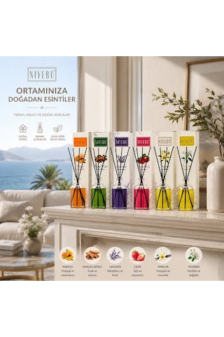 Niyebu Ortam Ve Bambu Kokusu 100ml 4-çubuklu Cam Şişe Mix Koku - 24'li Paket Diğer