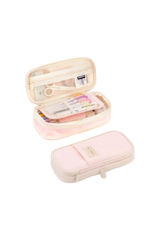 Şirin Ve Geniş Kapasiteli Okul Kalem Kutusu, Maskot Desenli Çocuklar İçin Kalemlik Pembe