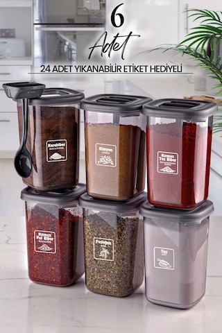 6'lı Azure Etiketli Ve Kendinden Kaşıklı Baharatlık Seti 400 Ml - Baharatlık Takımı Diğer