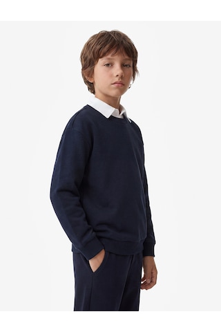 Koton Uzun Kollu Okul Gömleği Yaka Oversize Okul Sweatshirt Lacivert 7wkb10005tk