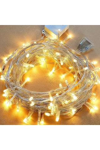10m 60 Led Pilli 2 Kademeli Gün Işığı Şeffaf Kablo Çok Renkli