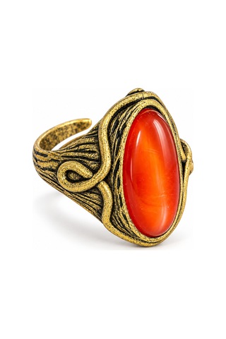 Esoo Jewelry Yılan Figürlü Akik Taşlı Ayarlanabilir Yüzük Antik Pirinç Unisex Gold