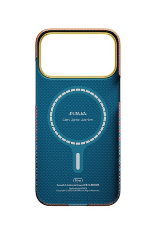 Apple iPhone Uyumlu 17 Pro Max Kılıf M-safeli Aramid Fiber Pitaka Sunset 2.0 California Dream Serisi Mavi-laciver Mavi - Lacivert