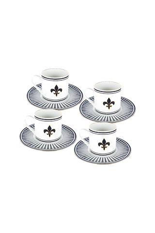 Siyah Aşk Türk Kahve Fincan Seti 4'lü &hediye Kutulu Altın - Beyaz - Siyah