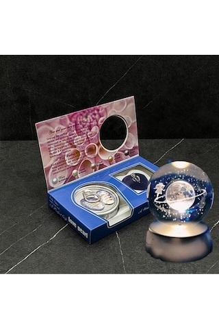 Satürnlü Kız Işıklı Cam Küre Ve Istiridye Içinde Kolye