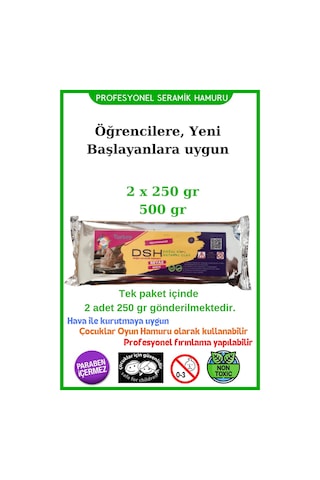 Doğal Seramik Hamuru 2x 250 Gr 500 Gr Kil Çamuru, Okul Için Doğal Oyun Hamuru