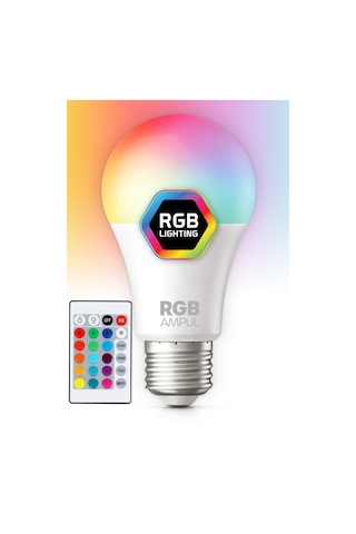 Kumandalı Rgb Renkli Led Ampul 9w E27 Parlaklık Renk Değiştiren Dimmerli Led Aydınlatma Lamba 1 Ad