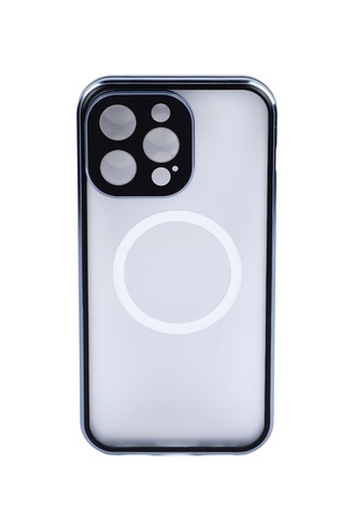 Manyetik Telefon Kılıfı Metal Çerçeve Mavi Kablosuz Şarjlı Düşmeye Karşı Koruyucu Kılıf 14 Pro Max İçin