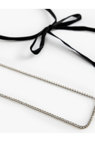Koton Fiyonklu Zincir Choker Kolye Siyah 4wak70516aa