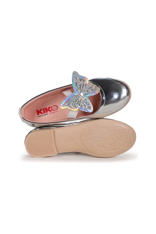 Kiko Kids Menz Kelebek Lastikli Kız Çocuk Babet Ayakkabı Gümüş Gümüş