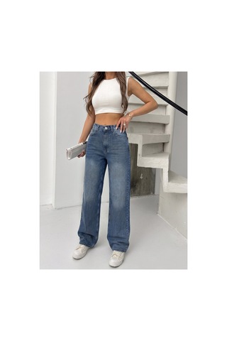 Bluemarlin Tint İşlemli Yüksek Bel Straight Denim Pantolon Tint İşlemli