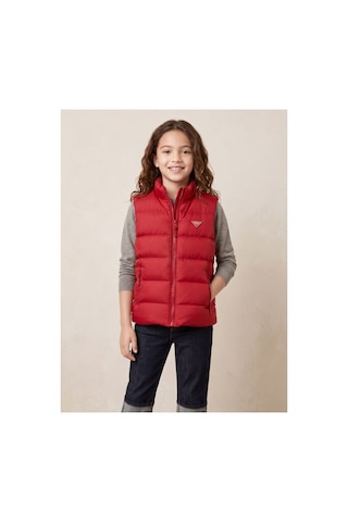 Deniva Kids Unisex Çocuk Kırmızı Dik Yaka Fermuarlı Cepli Şişme Yelek