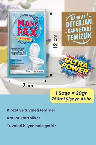 Tuvalet & Klozet Toz Temizlik Saşesi 12 Adet X 20gr