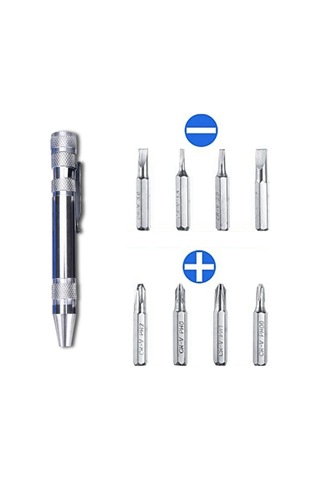 Leasetake Adet Kalem Tornavida Seti Alüminyum Alaşımlı Kalem Tipi El Vidalı Tornavida Gümüş