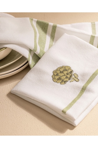 Artichaut 2'li Nakışlı Kurulama Bezi - Beyaz/yeşil 8684427202197 Çok Renkli