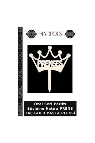 Özel Seri Parıltı Süsleme Hatıra Prens Taç Gold Pasta Pleksi Altın