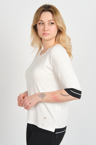 Sistas Kadın Truvakar Kol Önü Kısa Arkası Uzun Çift Renk Kumaşlı Bluz 24031 Ekru Ekru