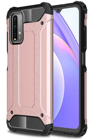 Noktaks - Xiaomi Uyumlu Xiaomi Redmi 9t - Kılıf Çift Katman Zırh Tank Crash Military Kapak - Gri