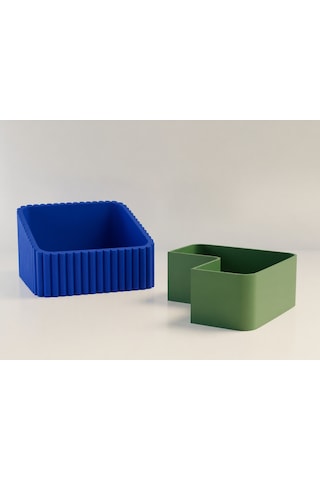 3d Baskı Fıstık Kasesi - Çift Hazneli Kabuk Ayırıcı Sunum Kasesi - Mavi Yeşil Diğer