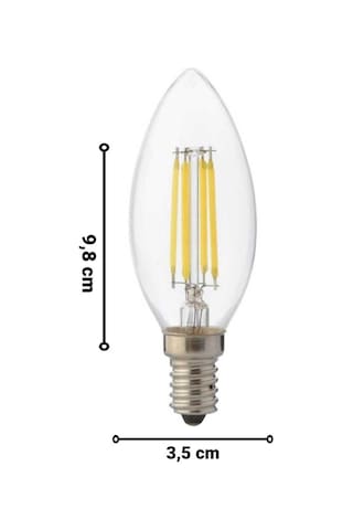 Horoz 6 Watt E14 Duylu Rustik Led Ampul Sarı Işık Avize Ampulu İnce Duylu Mum Ampul 700 Lümen