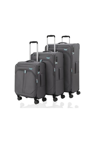 Baggaj V2411 Super Lıght Valiz Black Set Grey