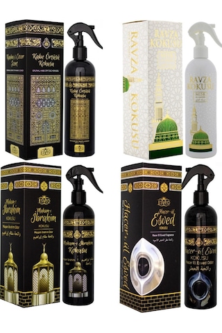 4'lü Esved Sprey Seti Kabe Örtüsü + Medine Ravza + Hacerül Esved + Makamı İbrahim Kokusu 400 Ml X 4 Adet Kabe - Medine Ravza - Hacerül Esved - Makam - ı İbrahim
