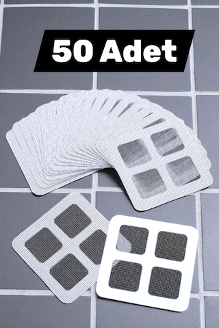 50 Adet Kendinden Yapışkanlı Gider Kapağı Çelik Pislik Tutucu Gider Kapatıcı Gri