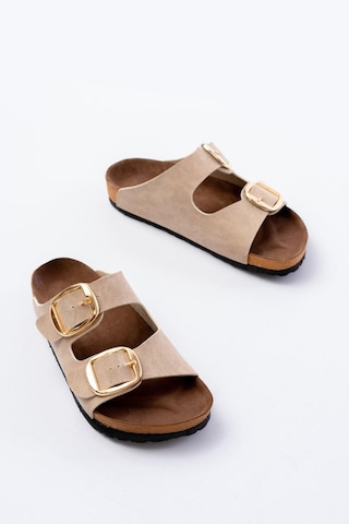 Aymood P-101 Bej Günlük Birkenstock Kadın Terlik