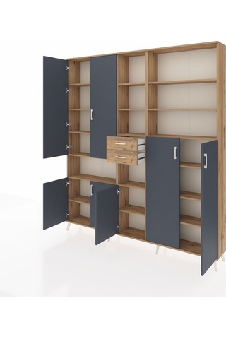 Arges Dolap 17 Raflı 2 Çekmeceli 7 Kapaklı 220x30x243 Çam-antrasit/çam Antrasıt/atlas Çam