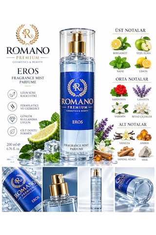 Eros Vücut Spreyi 200 Ml Kalıcı Parfüm Esanslı Unisex Kullanım Gün Boyu Tazelen